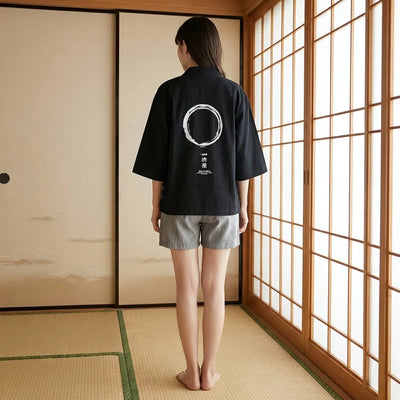 Haori algodón corte recto japonés