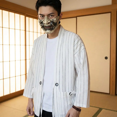 Haori Blanco Hombre de corte holgado
