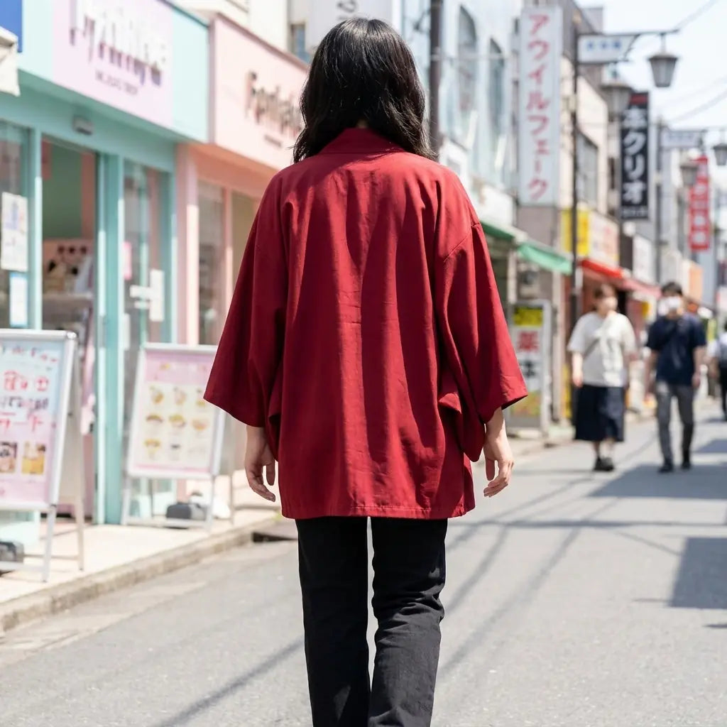 Haori Cardigan Rojo vista posterior