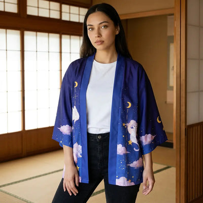 Haori azul con motivo de cielo estrellado