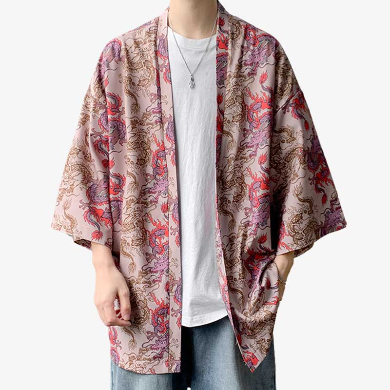 Haori Dragon chaqueta kimono japonesa con estampado de dragón
