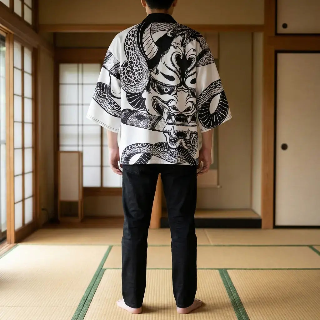 Haori Hannya Mujer en plano, vista trasera