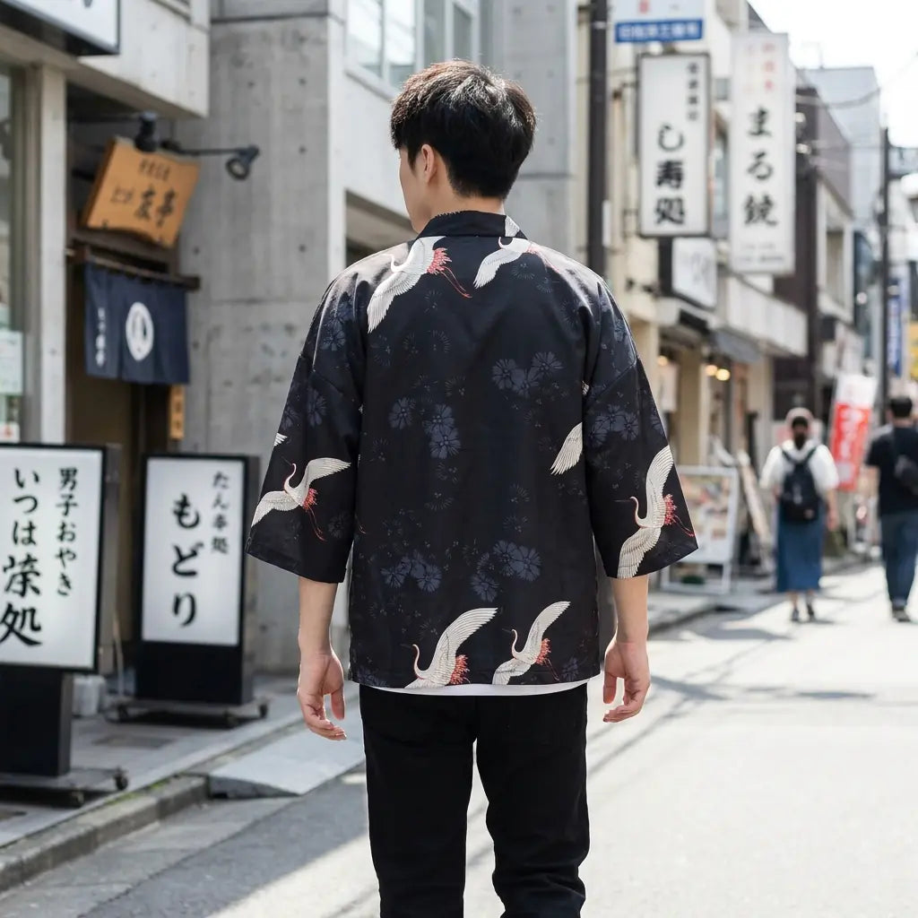 Haori Hombre Grullas vista frontal