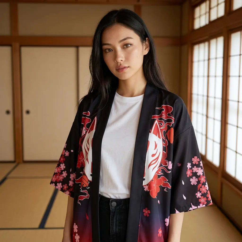 Haori kitsune rojo mujer