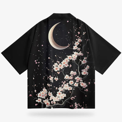 Chaqueta haori de luna con delicados motivos lunares, perfecta para añadir un toque místico a la ropa exterior clásica japonesa