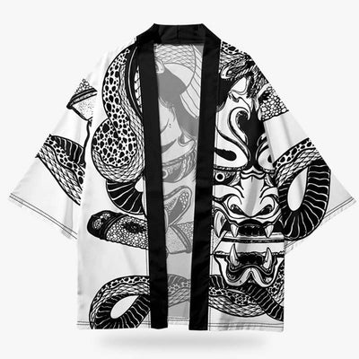 Chaqueta Hannya que muestra la icónica máscara oni, una poderosa representación de las emociones y el misterio en la cultura japonesa