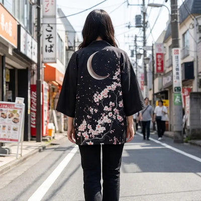 Haori Luna Hombre llevado por una mujer en una habitación japonesa tradicional