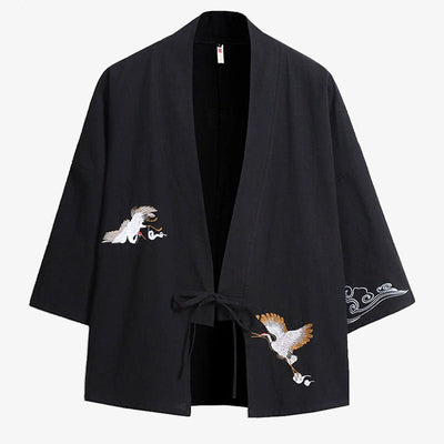 Haori Negro Hombre chaqueta kimono negra