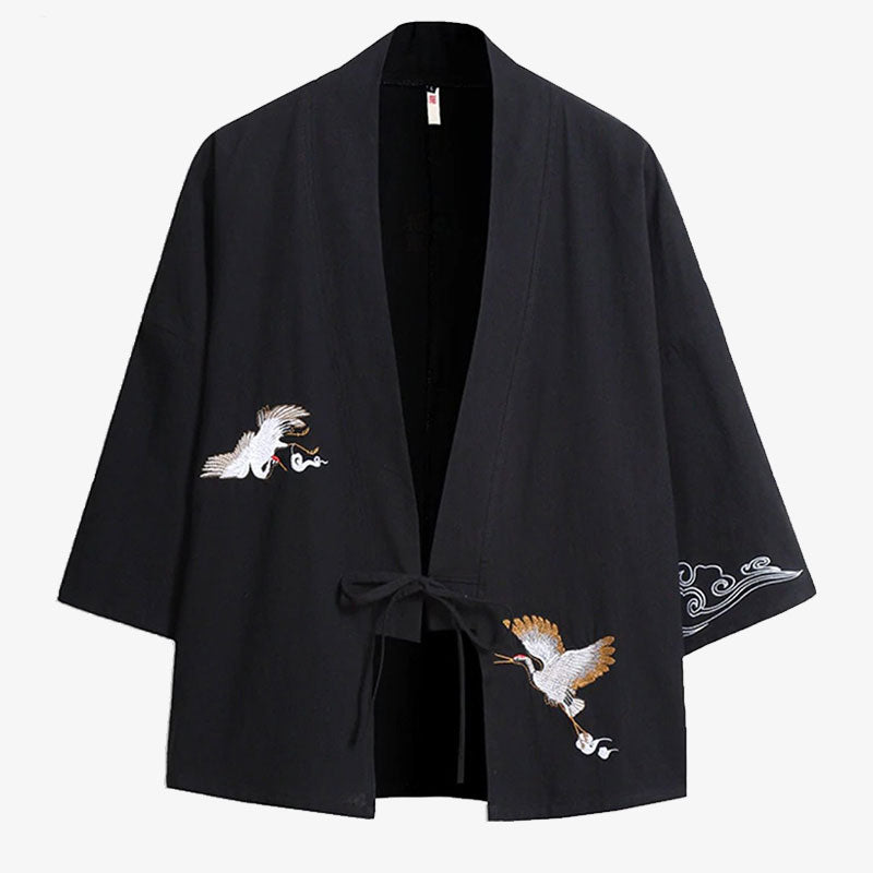 Haori Negro Hombre chaqueta kimono negra