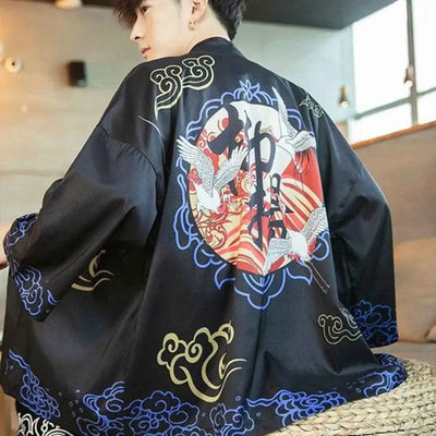Haori Negro en plano, vista frontal