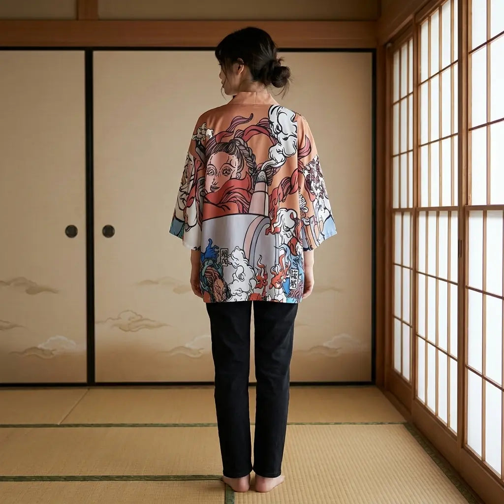 Haori Ukiyo-e Mujer vista frontal