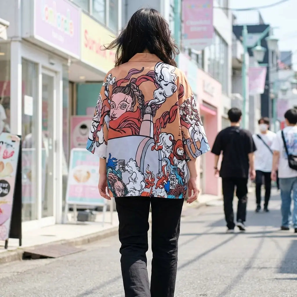 Haori Ukiyo-e Mujer vista posterior