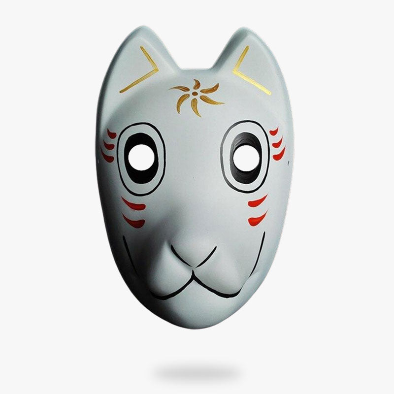 Mascara kitsune Hotarubi No Mori e pintada a mano vista frontal