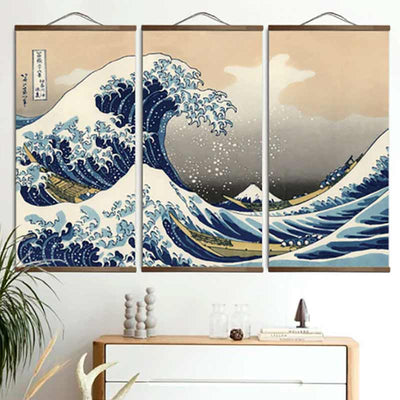 Impresión ukiyo-e sobre lienzo con soporte kakemono