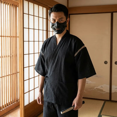 Jinbei rayas hombre de algodón transpirable