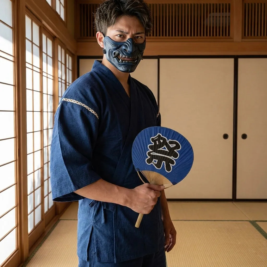 Jinbei tradicional para hombre visto de frente