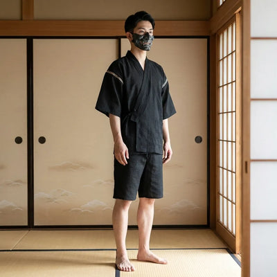Jinbei tradicional hombre con chaqueta cruzada