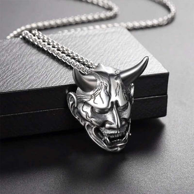 Colgante Hannya con el rostro de un demonio Oni, joyería japonesa sin cadena
