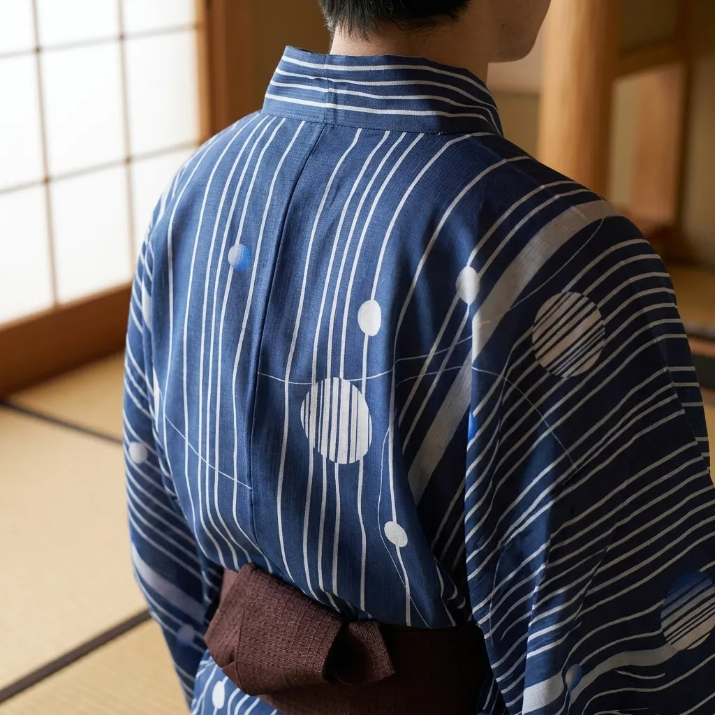 Kimono de algodón para hombre en azul
