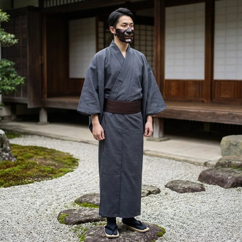 Kimono casual japonés en tono índigo