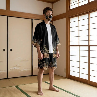 Conjunto kimono japonés de verano vista frontal
