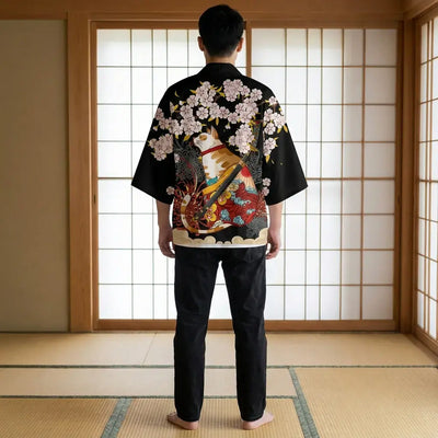 Harajuku Kimono visto por la espalda, con el estampado completo