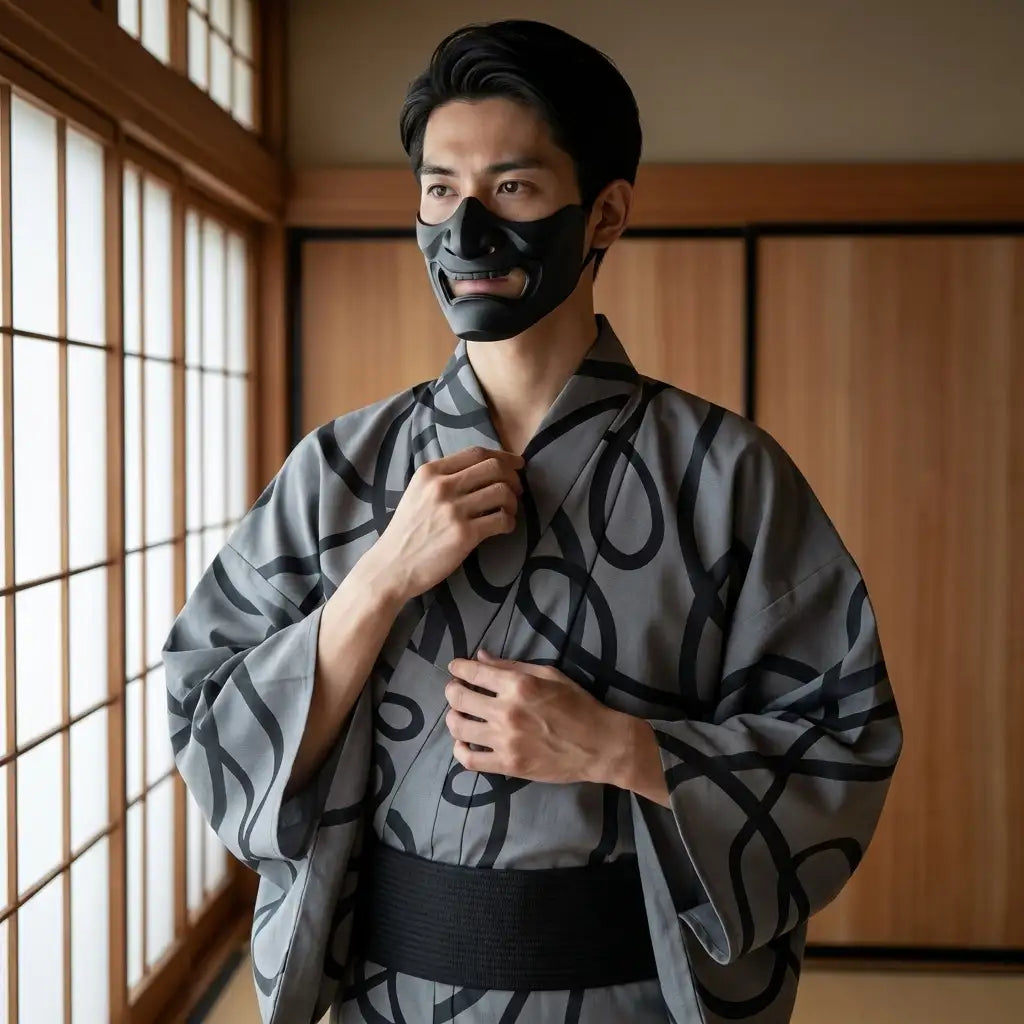 Kimono Gris Hombre Kokoro vista posterior