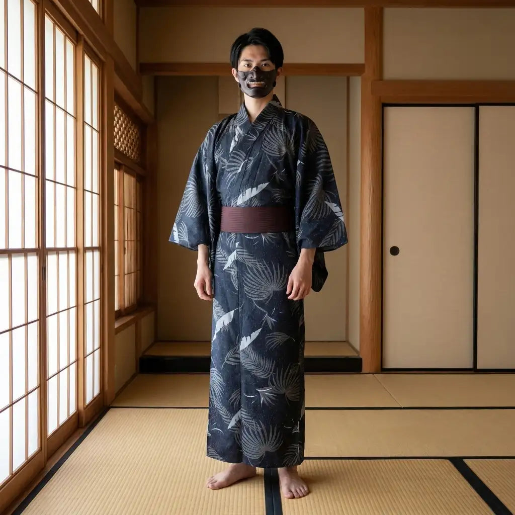 Kimono grulla hombre de estilo japonés