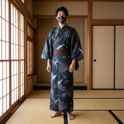 Kimono grulla hombre de estilo japonés