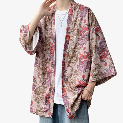 Kimono haori dragón vista detalle del tejido y corte