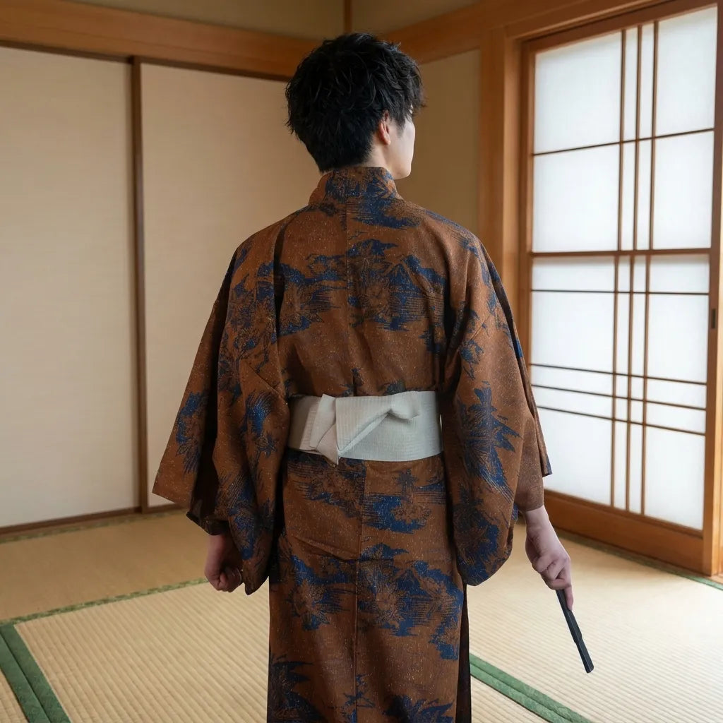 Kimono Hombre Marrón vista frontal