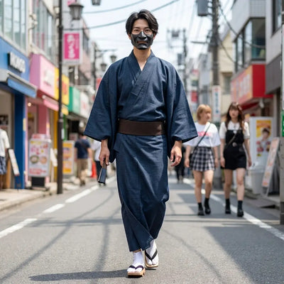 Kimono hombre japonés detalle de manga ancha