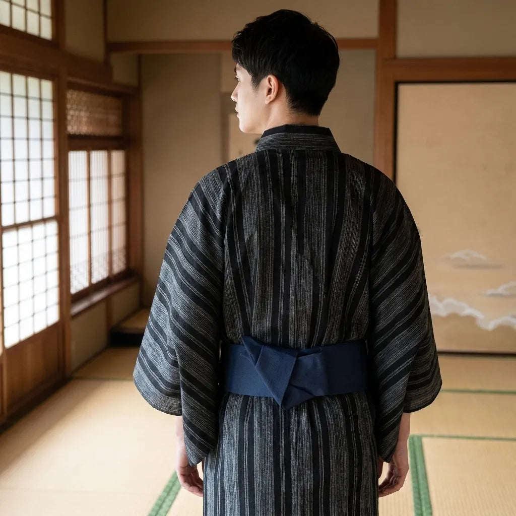 Kimono hombre negro con mangas anchas