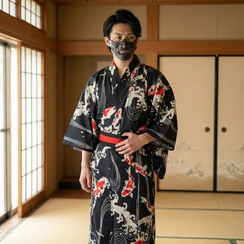 Kimono hombre tradicional con caída recta y cómoda