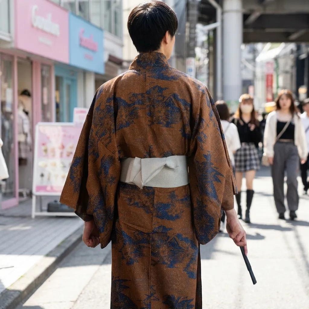 Kimono tradicional para hombre con mangas amplias