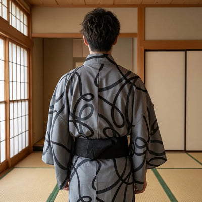 Kimono hombre tradicional visto de espaldas