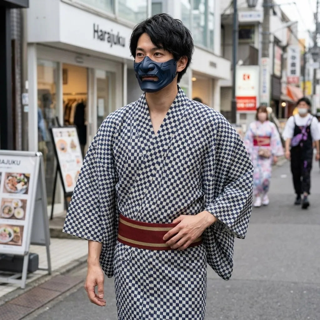 Kimono Ichimatsu Hombre vista frontal