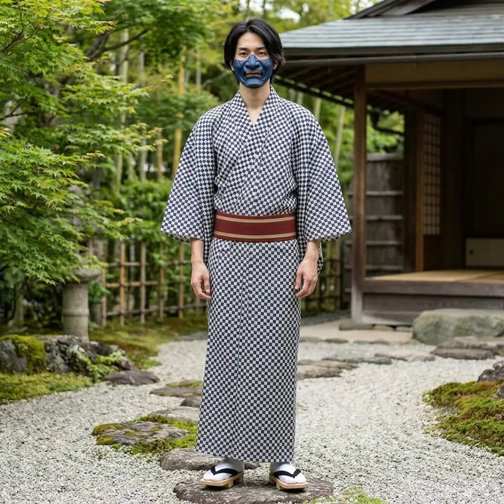 Kimono Ichimatsu Hombre vista posterior