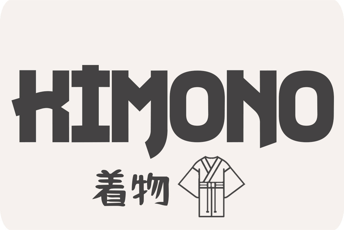Productos de kimono japonés con la letra kanji que significa «kimono para damas u caballeros».