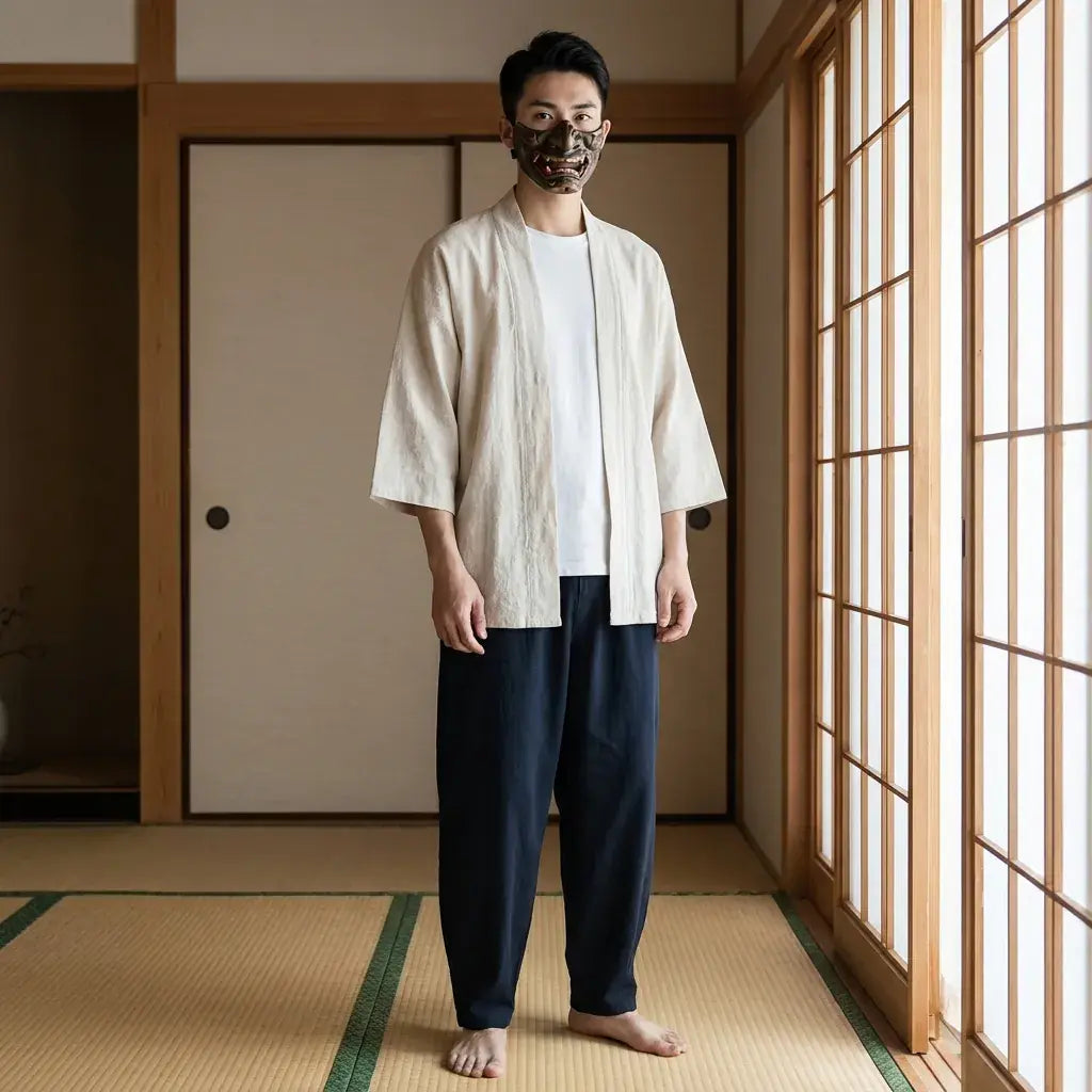 Kimono blanco hombre visto de frente, segundo ángulo