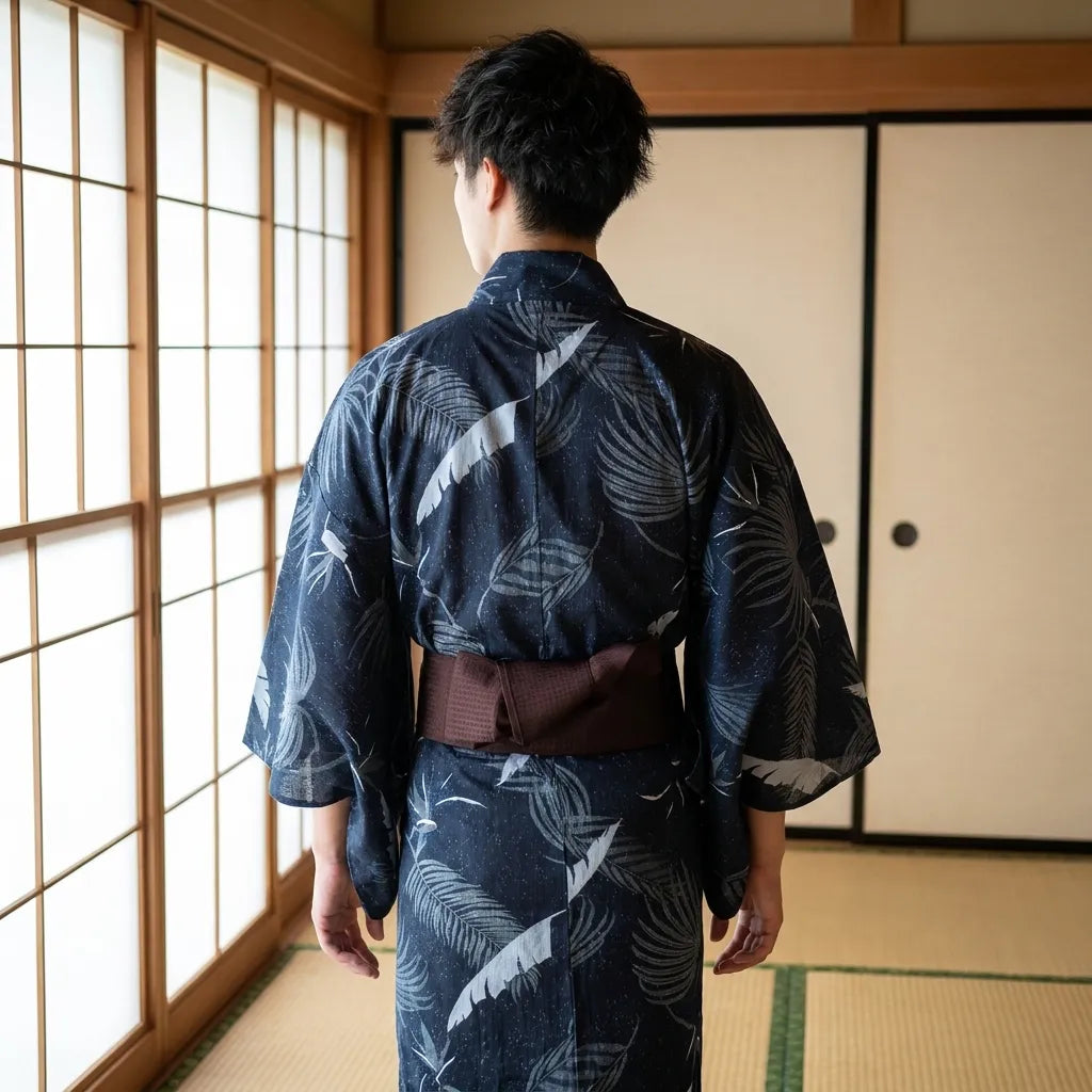 Kimono japonés hombre visto de espaldas