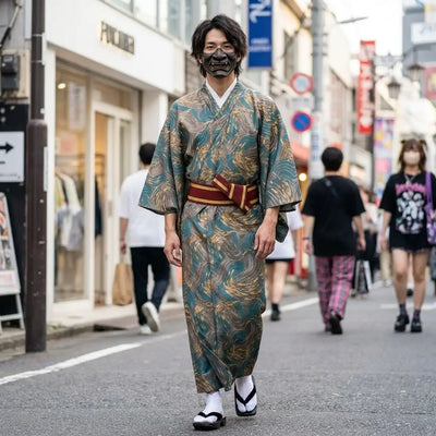 Kimono japones hombre con manga ancha
