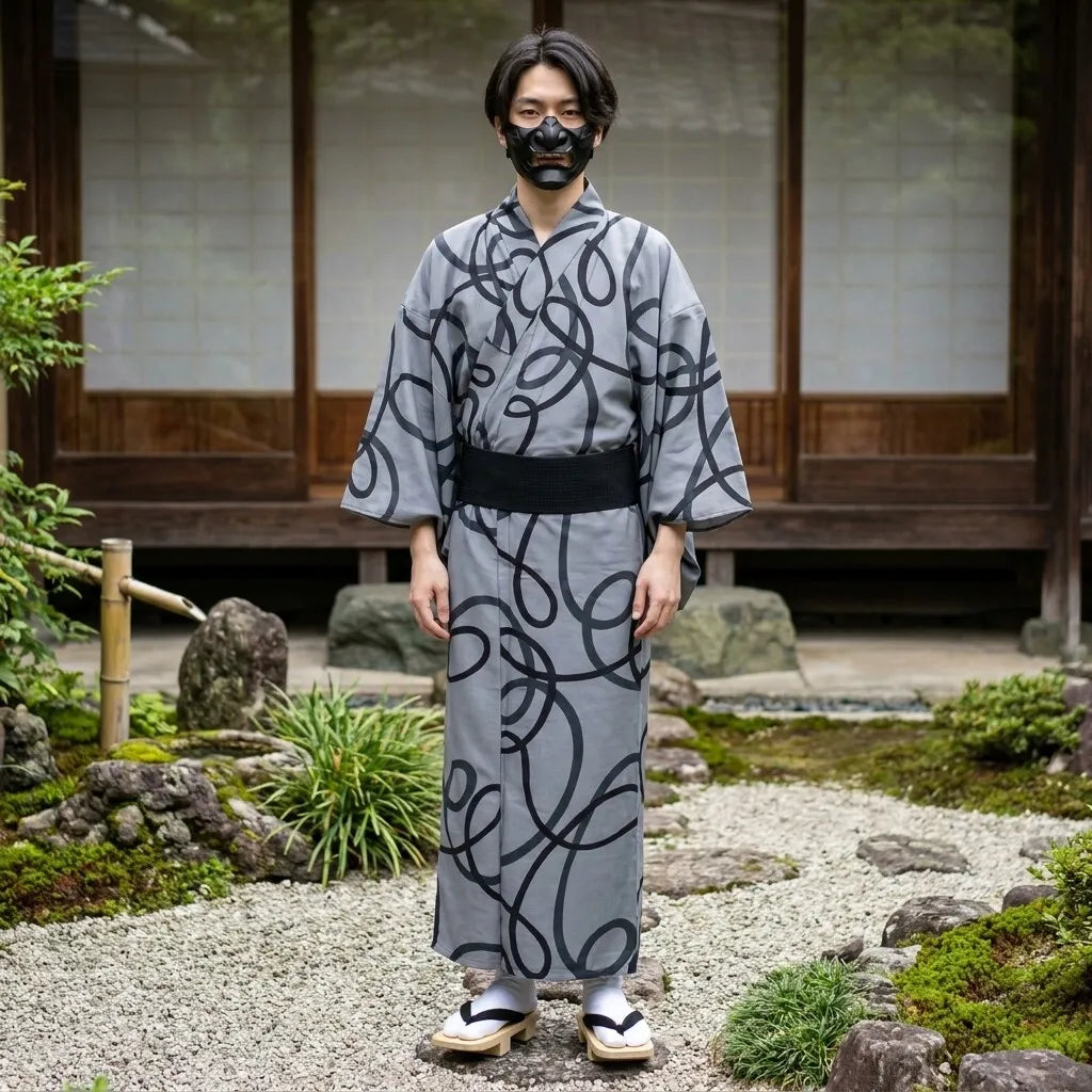 Kimono japones hombre con mangas anchas