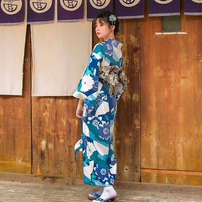 Kimono mujer corte recto estilo geisha