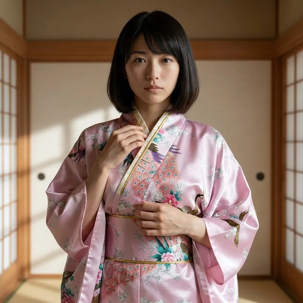 Kimono Mujer Rosa vista posterior