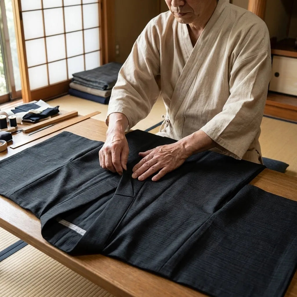 Kimono Negro Hombre vista posterior
