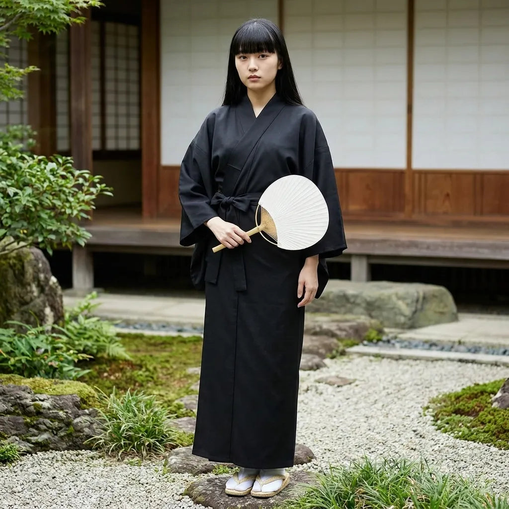 Kimono Negro Mujer vista posterior