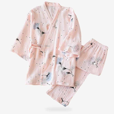 Kimono pijama de mujer en algodón con estampado floral