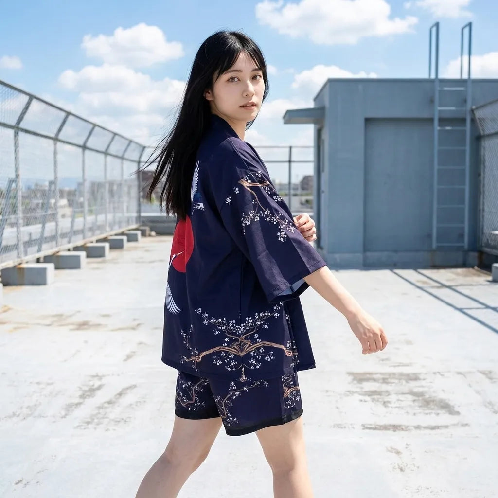 Kimono set Tsuru vista posterior