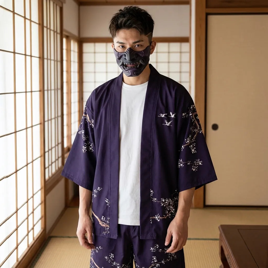 Chaqueta kimono con motivo japonés vista delantera
